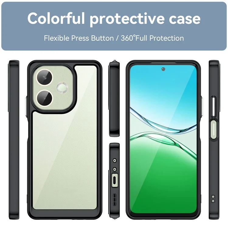 Для Oppo A5 Pro 5G / A5 Pro 4G / A5 Energy Чехол TPU + Акрил Прозрачный защитный чехол для телефона - Черный
