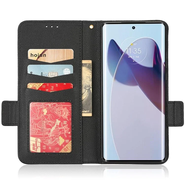 Für Motorola Edge 30 Ultra 5g / Rand X / Moto X30 Pro 5G Litchi Textur Stand Hülle PU Leder Magnetische Verschluss Telefon Brieftasche Abdeckung - Schwarz