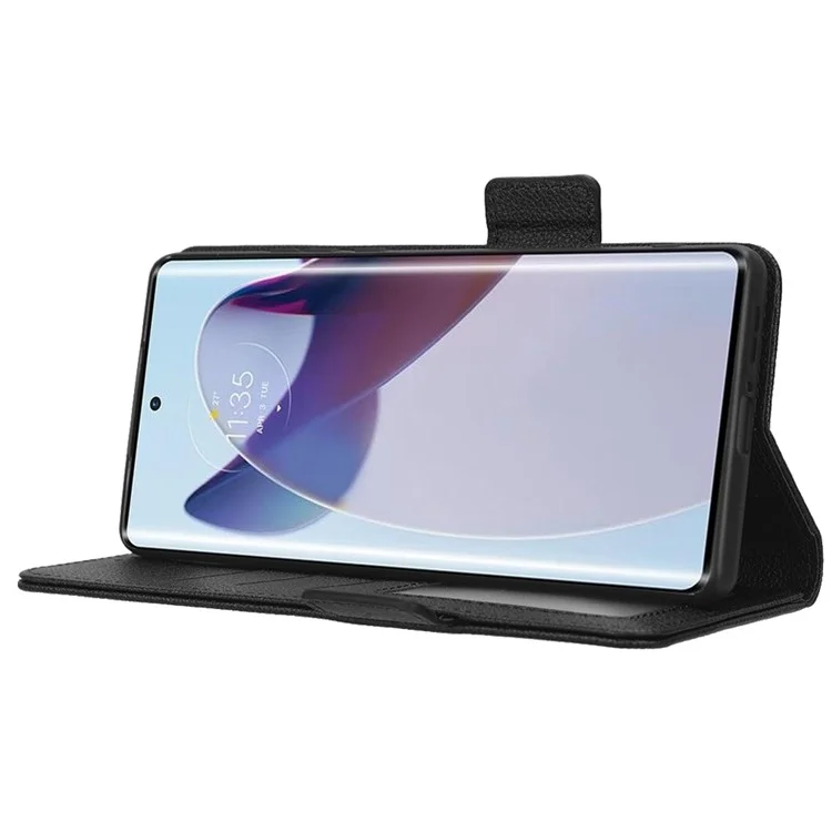 Für Motorola Edge 30 Ultra 5g / Rand X / Moto X30 Pro 5G Litchi Textur Stand Hülle PU Leder Magnetische Verschluss Telefon Brieftasche Abdeckung - Schwarz