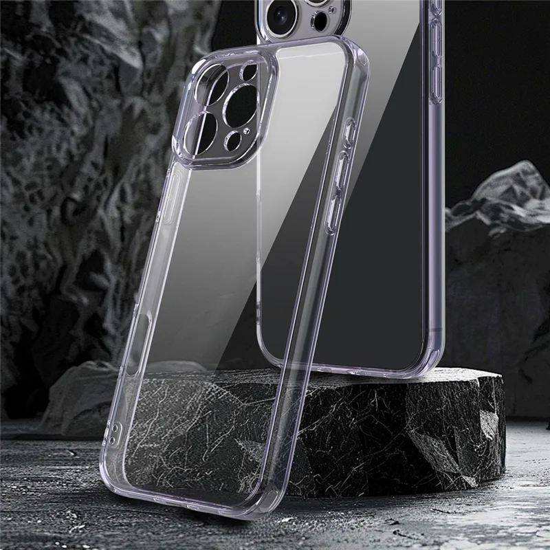 For iPhone 16 Pro Max Case TPU + Acrylic Phone Back Cover Anti Yellowing - Purple