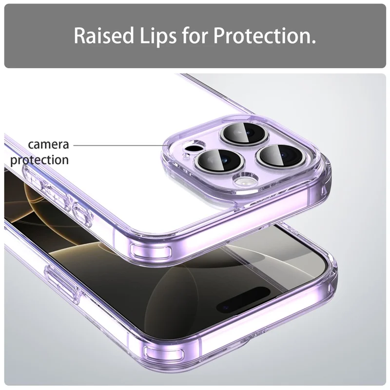 For iPhone 16 Pro Max Case TPU + Acrylic Phone Back Cover Anti Yellowing - Purple