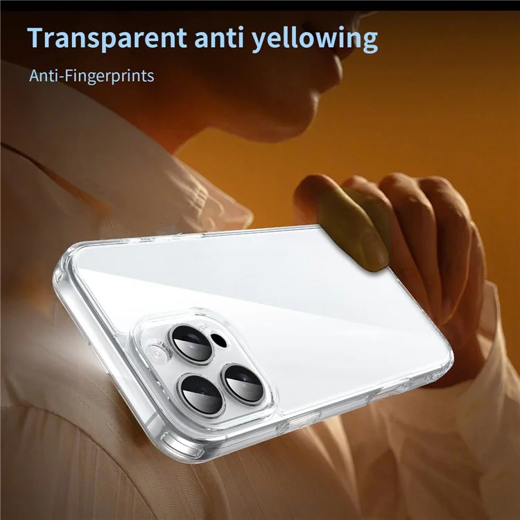 For iPhone 16 Pro Max Case TPU + Acrylic Phone Back Cover Anti Yellowing - Transparent