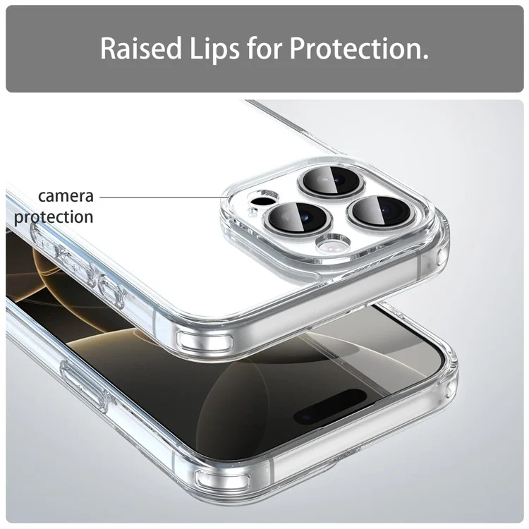 For iPhone 16 Pro Max Case TPU + Acrylic Phone Back Cover Anti Yellowing - Transparent