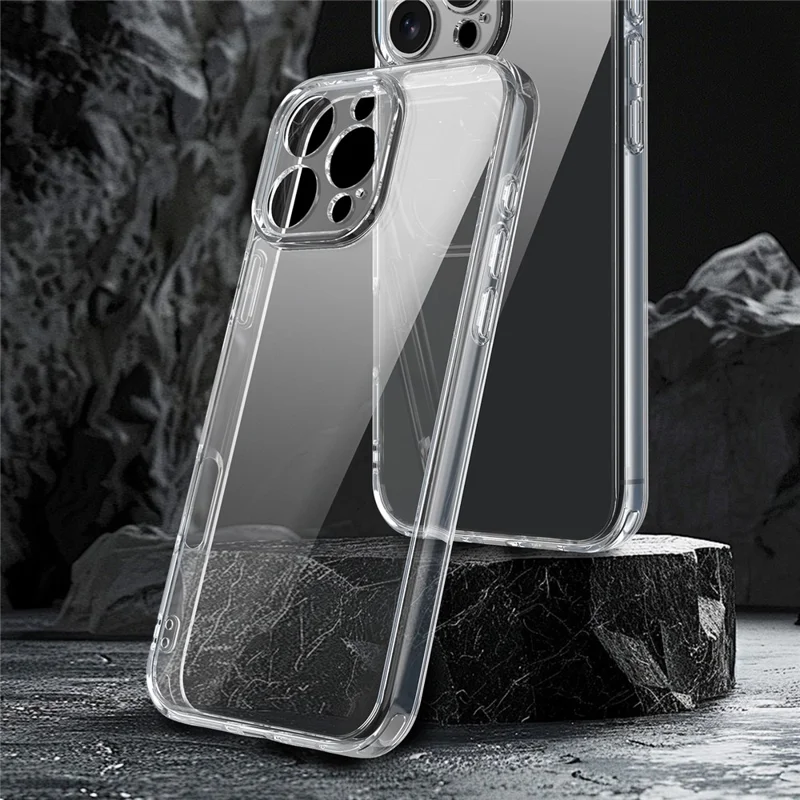 For iPhone 16 Pro Case TPU + Acrylic Phone Back Cover Anti Yellowing - Transparent