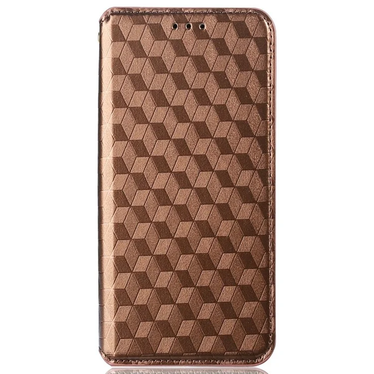 Für Motorola Edge 30 Ultra 5g / Rand X / Moto X30 Pro 5G Rhombusmuster Eingeprägter Leder -brieftaschen -stillschaden Abdeckung Magnetische Schließung Telefon Hülle - Braun