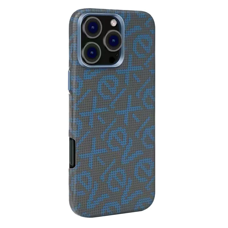 X-LEVEL For iPhone 16 Pro Case Compatible with MagSafe PC + Metal Phone Back Cover Carbon Fiber Texure - Blue