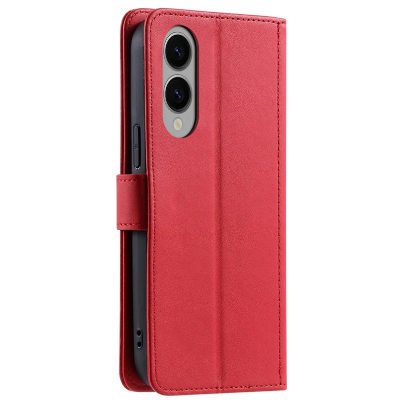 For Samsung Galaxy S25 Edge Wallet Case Rhombus Grid PU Leather Phone Cover - Red