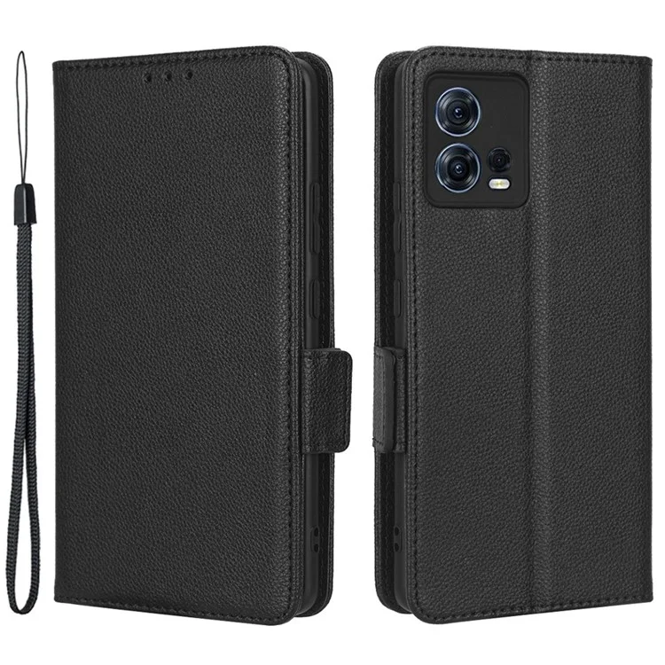 Für Motorola Edge 30 Fusion 5G / Moto S30 Pro 5g Litchi Textur PU Leder Dual Magnetic Clasp -hülle Ballet -brieftasche Telefonabdeckung - Schwarz