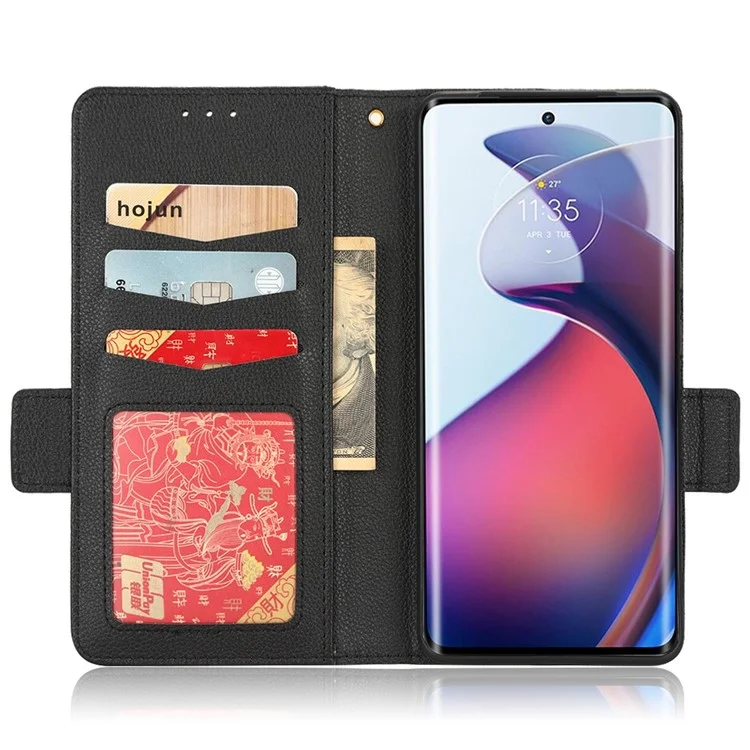 Für Motorola Edge 30 Fusion 5G / Moto S30 Pro 5g Litchi Textur PU Leder Dual Magnetic Clasp -hülle Ballet -brieftasche Telefonabdeckung - Schwarz