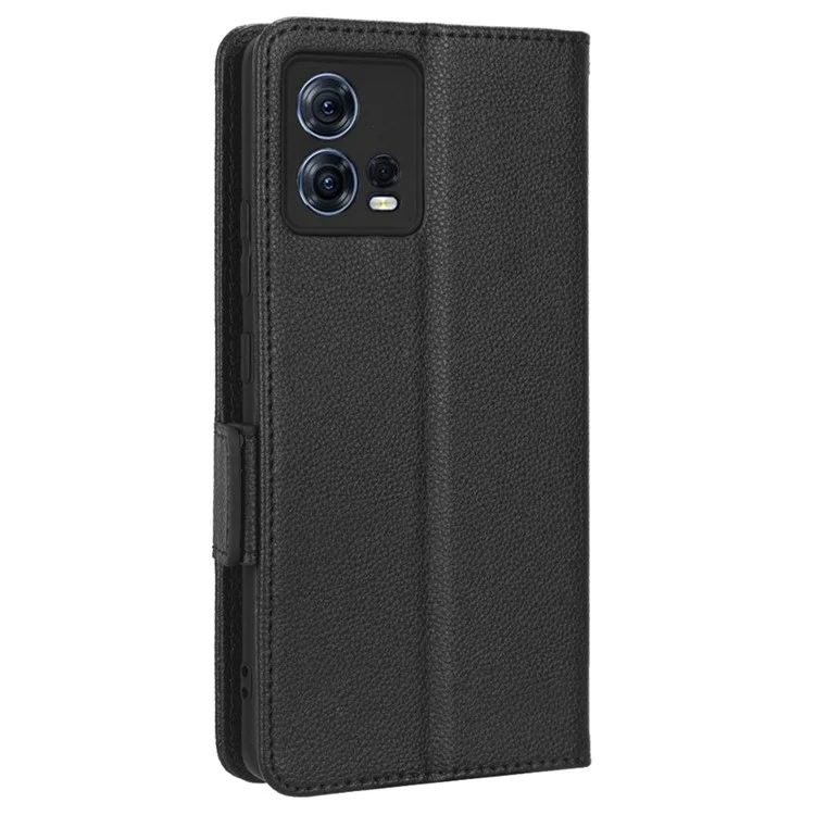 Für Motorola Edge 30 Fusion 5G / Moto S30 Pro 5g Litchi Textur PU Leder Dual Magnetic Clasp -hülle Ballet -brieftasche Telefonabdeckung - Schwarz