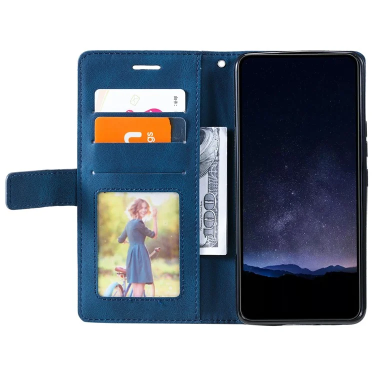 Cover a portafoglio in pelle PU con linee stampate per Oppo Reno13 F 4G / 5G - Blu
