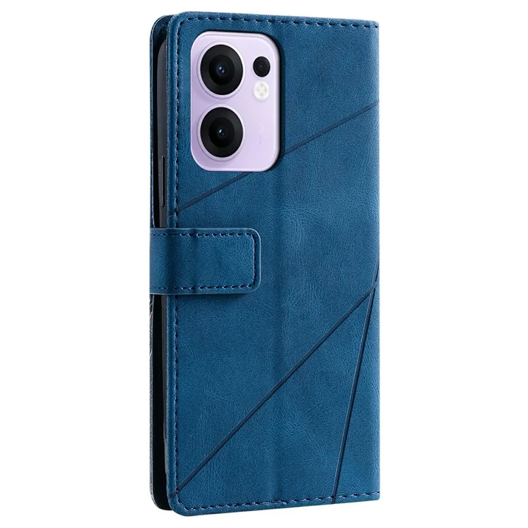 Cover a portafoglio in pelle PU con linee stampate per Oppo Reno13 F 4G / 5G - Blu