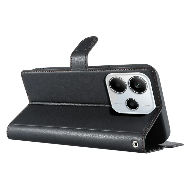 Per Xiaomi Redmi Note 14 4G (163,25 mm) Cover con Punti Stampati in Pelle PU Flip per Telefono con Slot per Carta, Cinturino - Nero