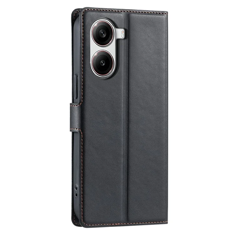 For Xiaomi Redmi Turbo 4 5G / Poco X7 Pro 5G Case Dots Imprinted PU Leather Flip Phone Cover with Card Slot, Strap - Black