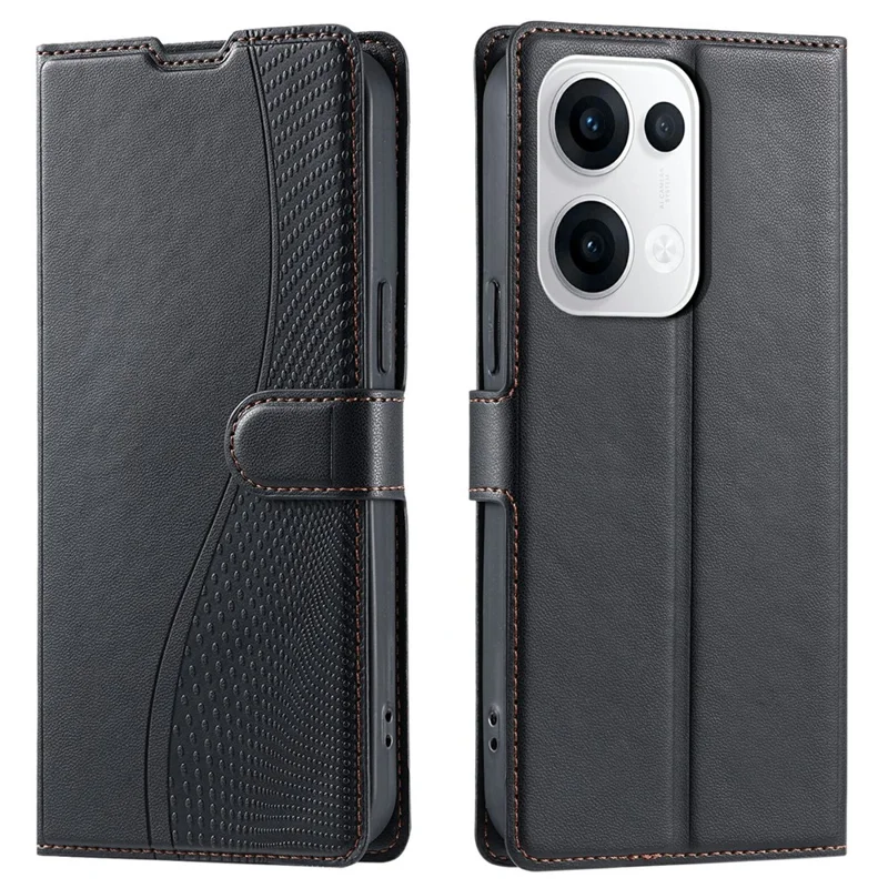 Pour Oppo Reno13 5G (Global) Étui à Motif de Points en Cuir PU à Rabat avec Emplacement pour Carte, Dragonne - Noir