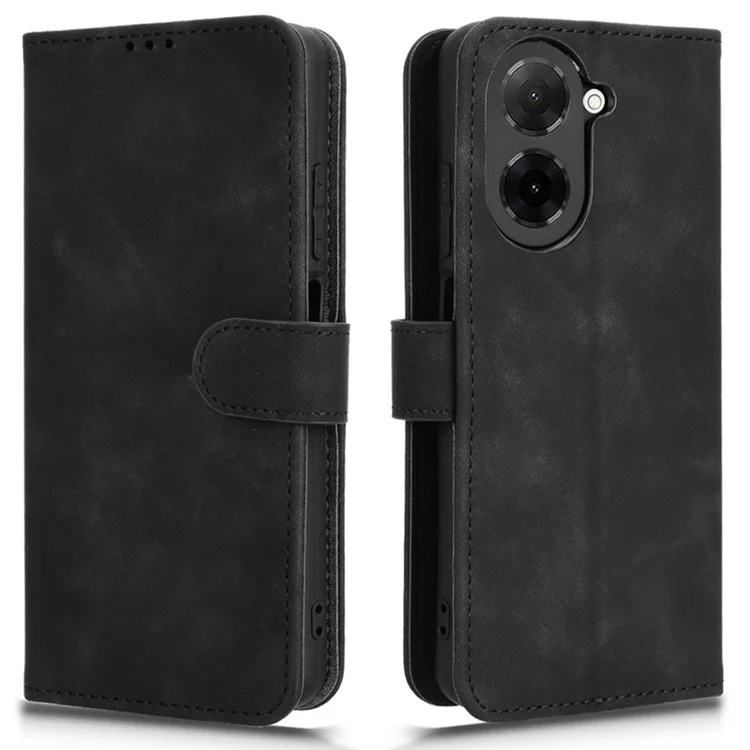 Para Xiaomi Redmi A5 4G / Poco C71 4G Capa de Couro Estilo Pele Antiderrapante Carteira Capa de Telefone Flip - Preto