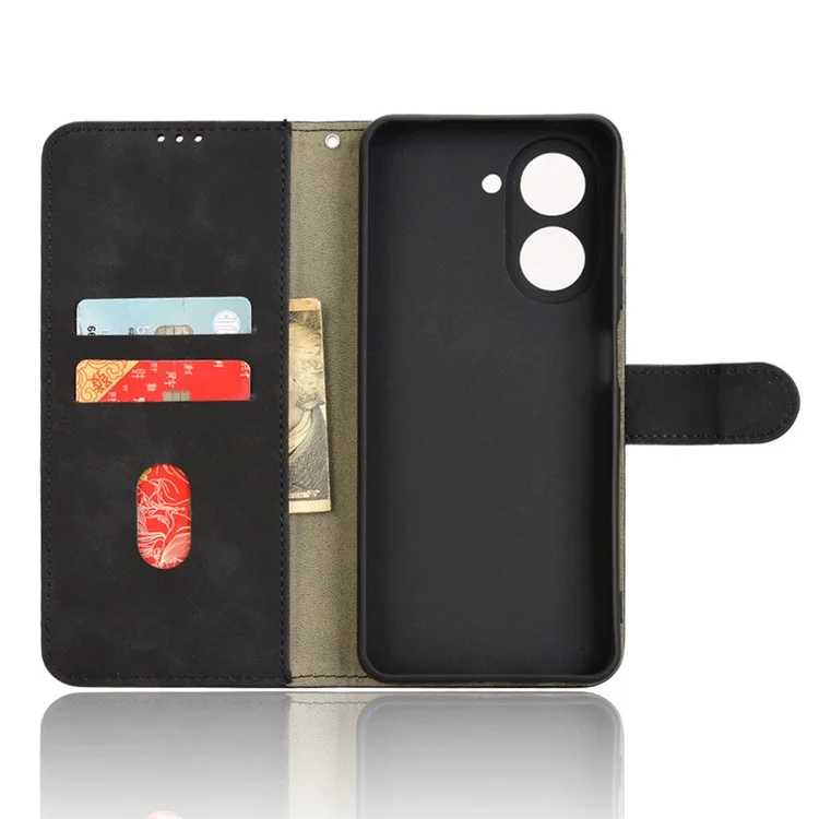 Para Xiaomi Redmi A5 4G / Poco C71 4G Capa de Couro Estilo Pele Antiderrapante Carteira Capa de Telefone Flip - Preto