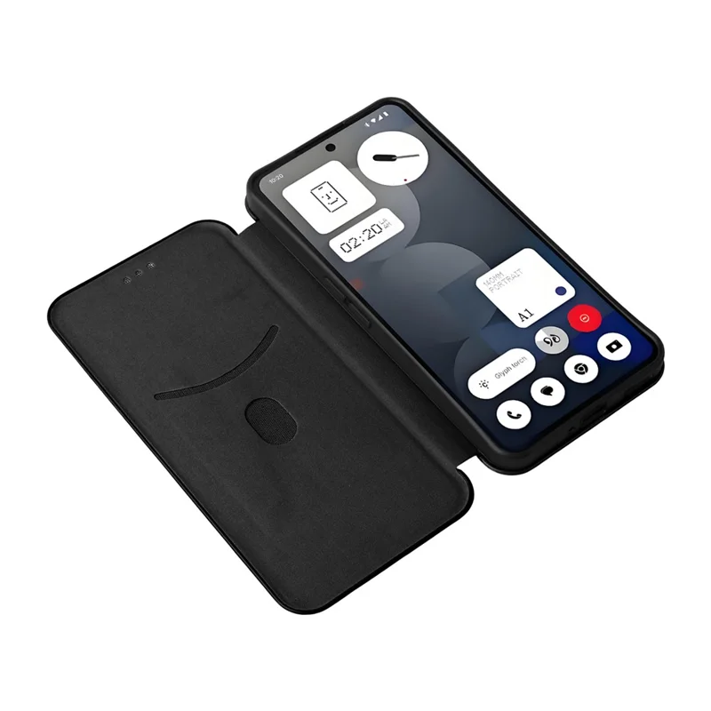 For Nothing Phone (3a) Pro Case Carbon Fiber Texture Drop-Proof PU Leather Phone Cover - Black