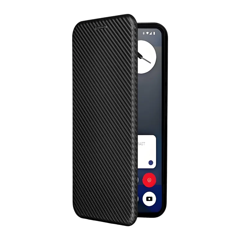 For Nothing Phone (3a) Pro Case Carbon Fiber Texture Drop-Proof PU Leather Phone Cover - Black