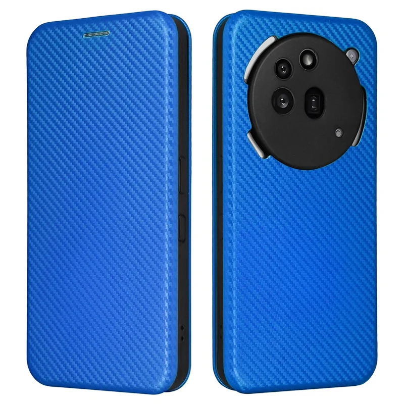 جراب لهاتف Nothing Phone (3a) Pro بملمس ألياف الكربون مقاوم للصدمات من جلد PU - أزرق