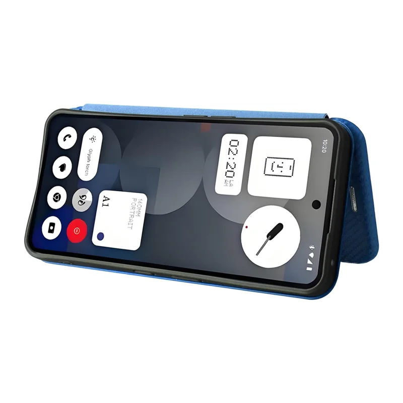 جراب لهاتف Nothing Phone (3a) Pro بملمس ألياف الكربون مقاوم للصدمات من جلد PU - أزرق