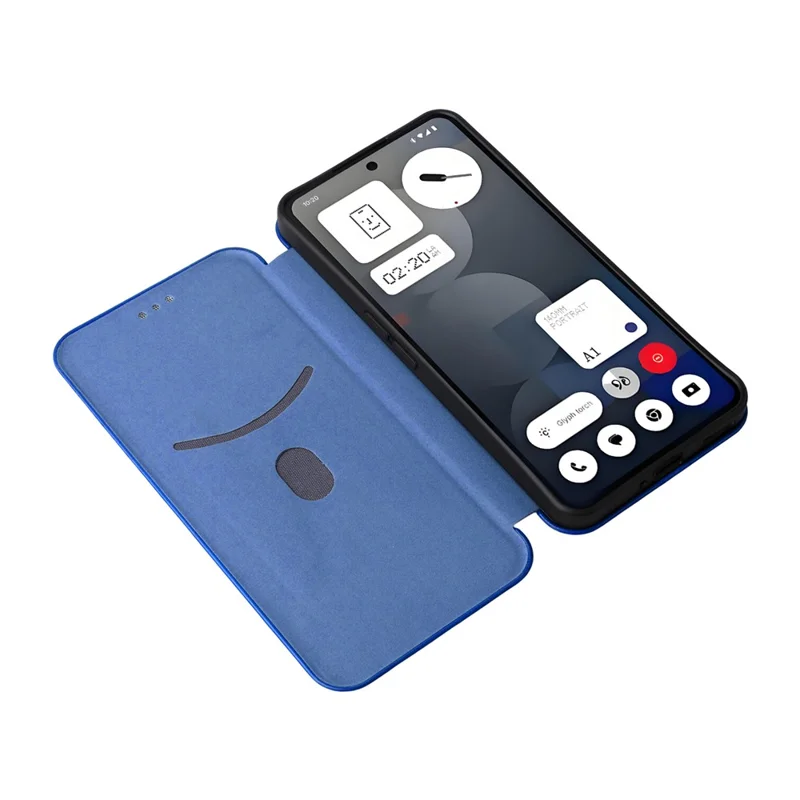 جراب لهاتف Nothing Phone (3a) Pro بملمس ألياف الكربون مقاوم للصدمات من جلد PU - أزرق