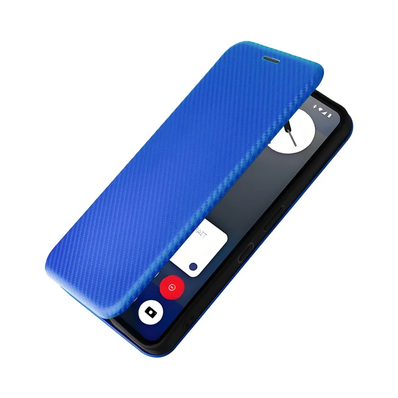 جراب لهاتف Nothing Phone (3a) Pro بملمس ألياف الكربون مقاوم للصدمات من جلد PU - أزرق