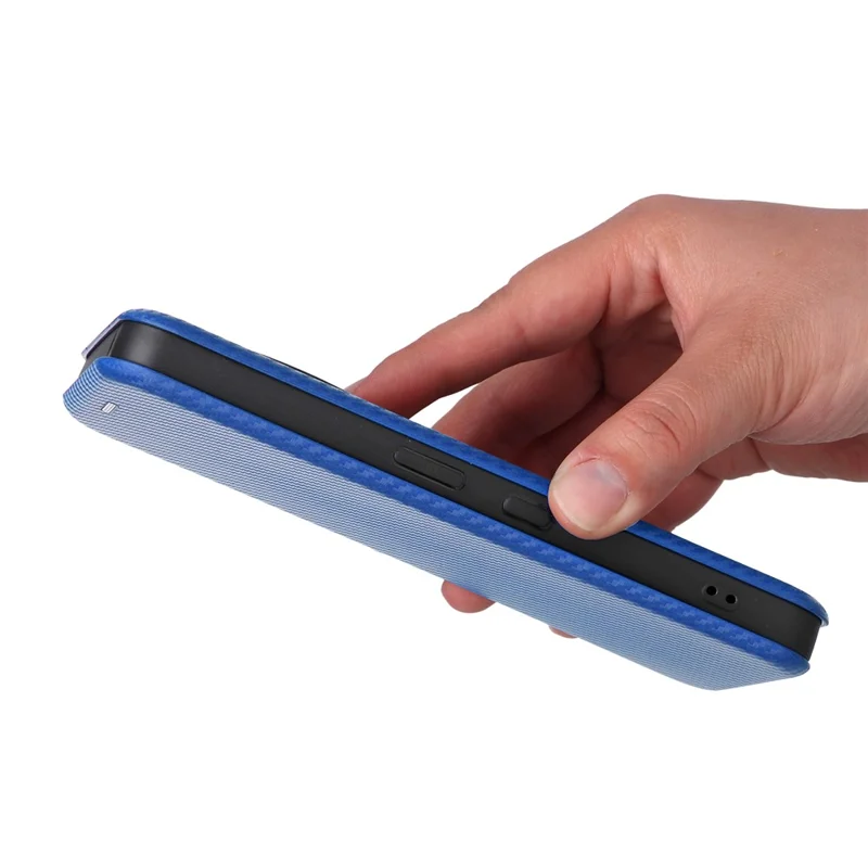 جراب لهاتف Nothing Phone (3a) Pro بملمس ألياف الكربون مقاوم للصدمات من جلد PU - أزرق