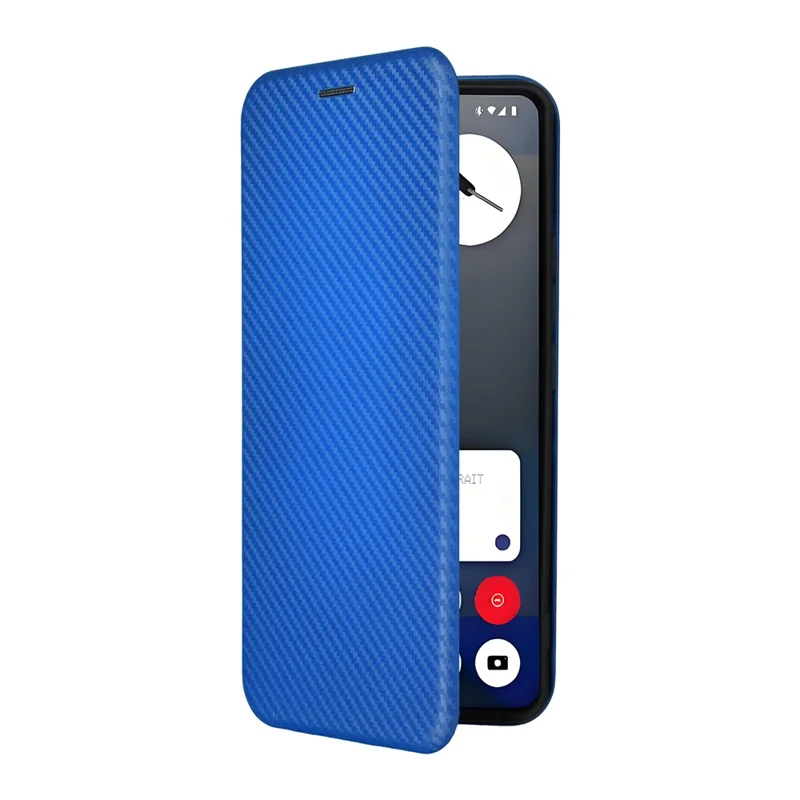 جراب لهاتف Nothing Phone (3a) Pro بملمس ألياف الكربون مقاوم للصدمات من جلد PU - أزرق