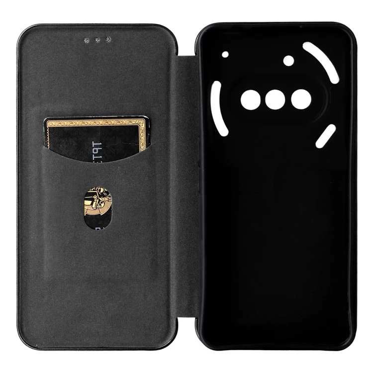 For Nothing Phone (3a) Case Carbon Fiber Texture Drop-Proof PU Leather Phone Cover - Black