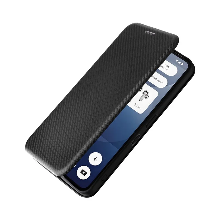 For Nothing Phone (3a) Case Carbon Fiber Texture Drop-Proof PU Leather Phone Cover - Black