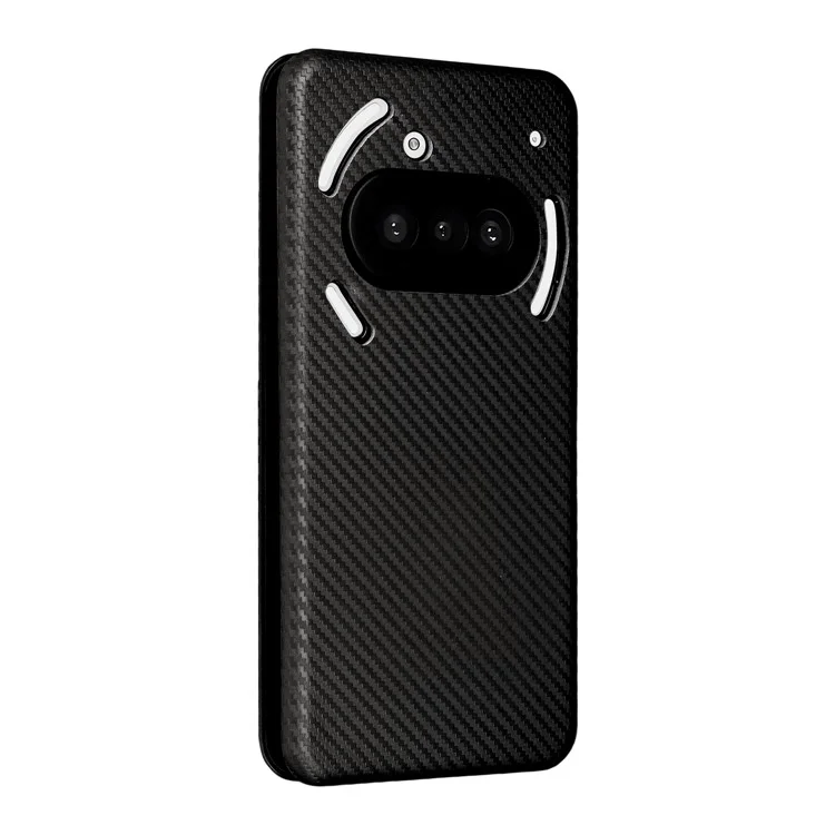 For Nothing Phone (3a) Case Carbon Fiber Texture Drop-Proof PU Leather Phone Cover - Black