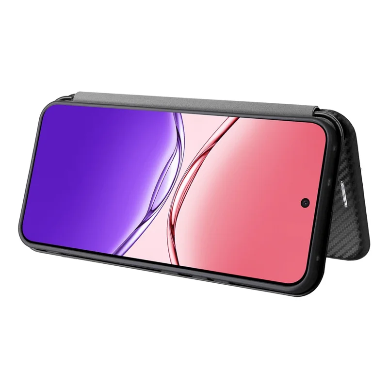 Чехол для Oppo F29 5G с текстурой углеродного волокна, противоударный, из искусственной кожи - Черный