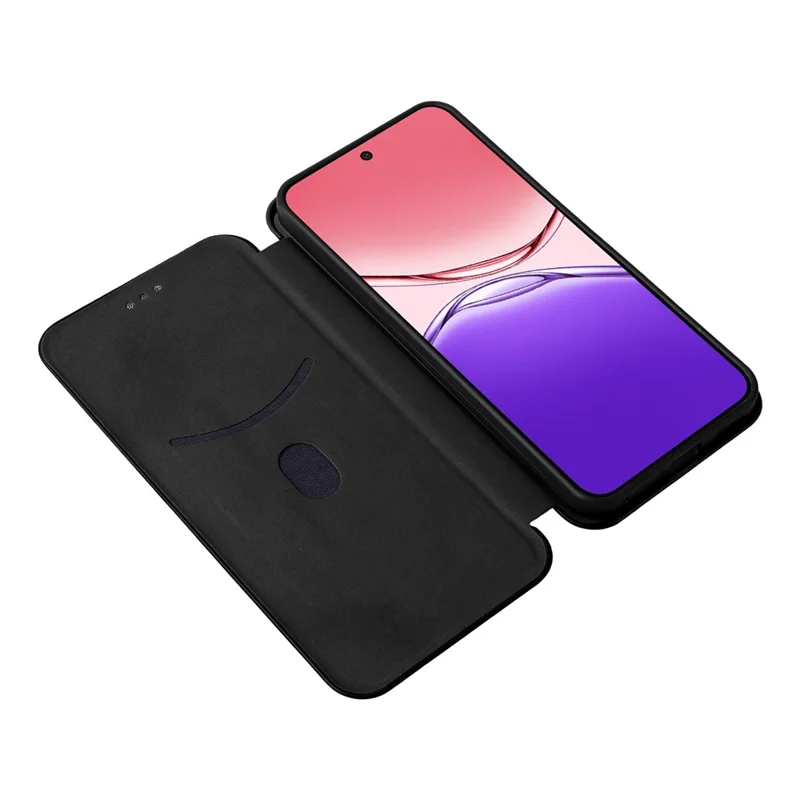 Чехол для Oppo F29 5G с текстурой углеродного волокна, противоударный, из искусственной кожи - Черный