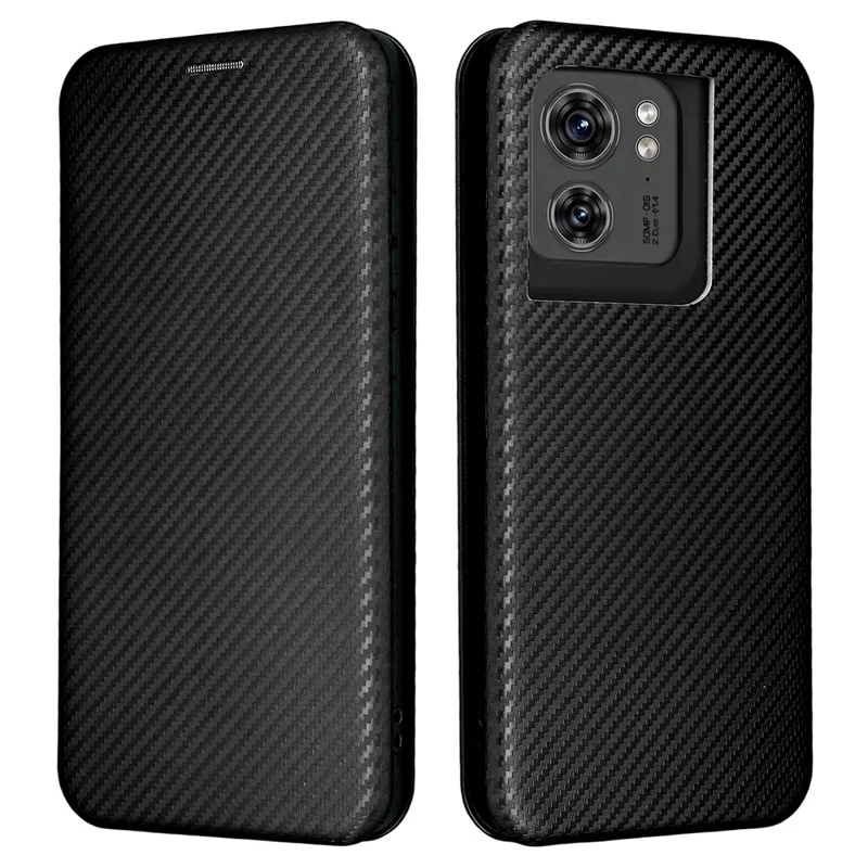 For Motorola Edge (2025) 5G Case Carbon Fiber Texture Drop-Proof PU Leather Phone Cover - Black