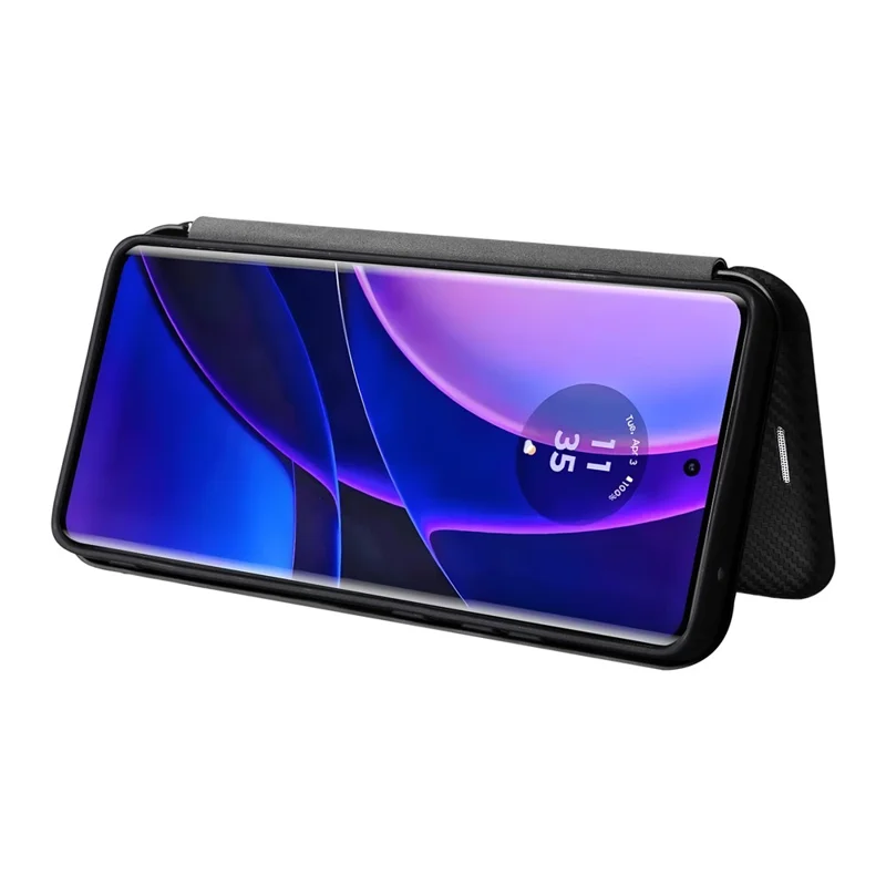 For Motorola Edge (2025) 5G Case Carbon Fiber Texture Drop-Proof PU Leather Phone Cover - Black