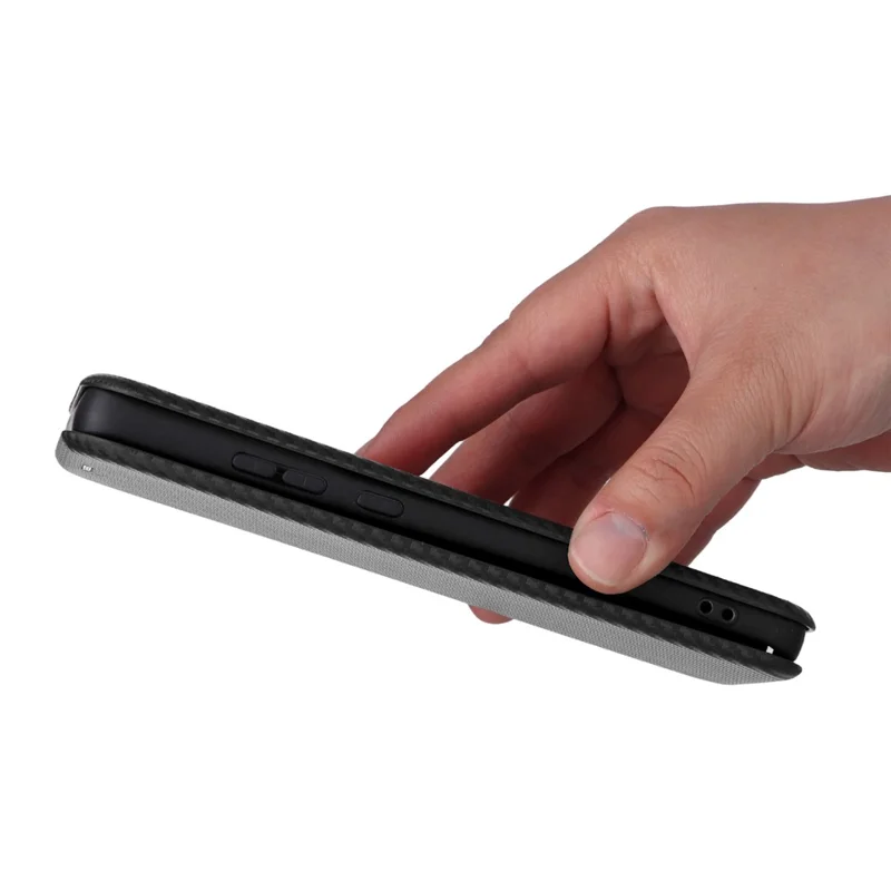 For Motorola Edge (2025) 5G Case Carbon Fiber Texture Drop-Proof PU Leather Phone Cover - Black