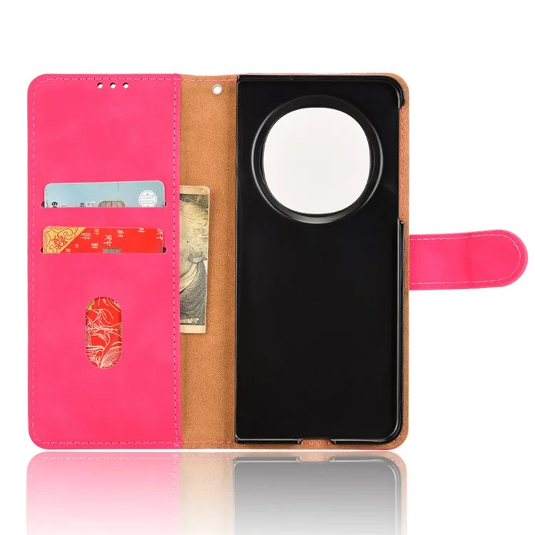 For Oppo Find N5 5G Leather Case Skin Feel Anti Drop Wallet Flip Phone Cover - Rose