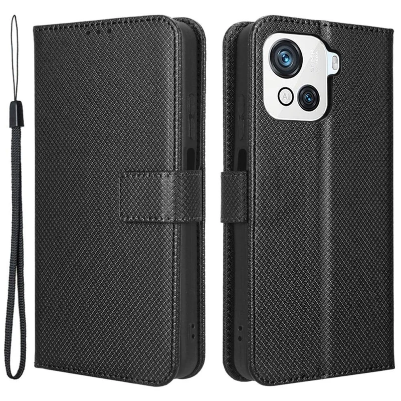For Blackview Oscal C80 4G PU Leather Diamond Texture Case Magnetic Clasp Anti-drop Phone Cover with Stand Wallet - Black