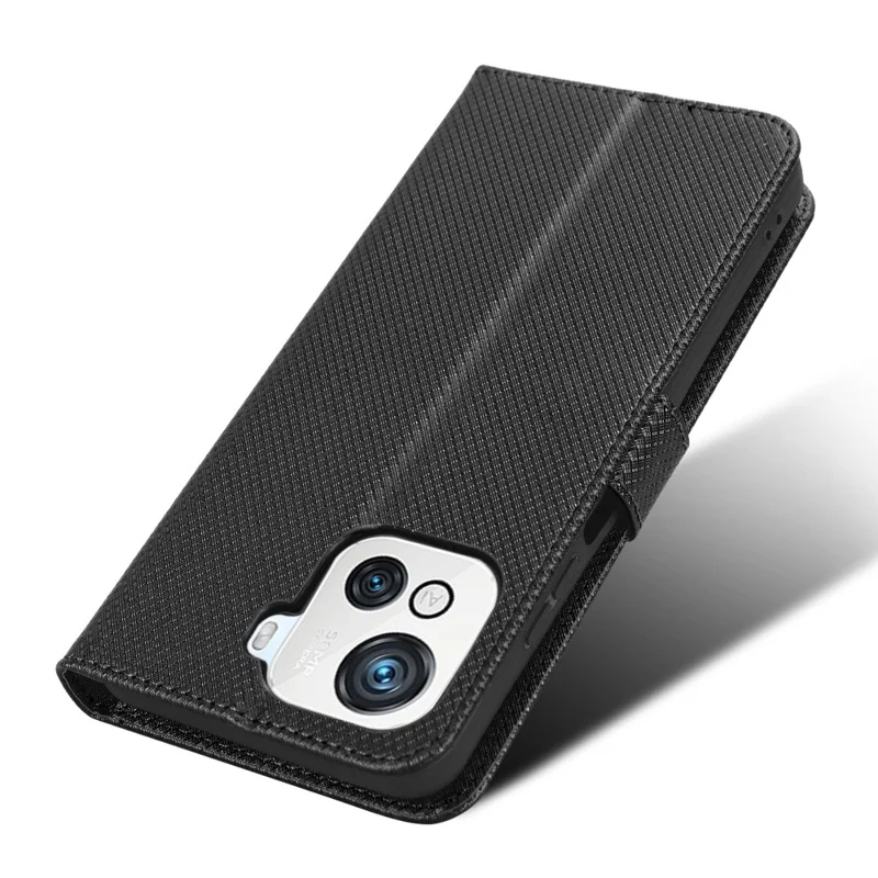 For Blackview Oscal C80 4G PU Leather Diamond Texture Case Magnetic Clasp Anti-drop Phone Cover with Stand Wallet - Black