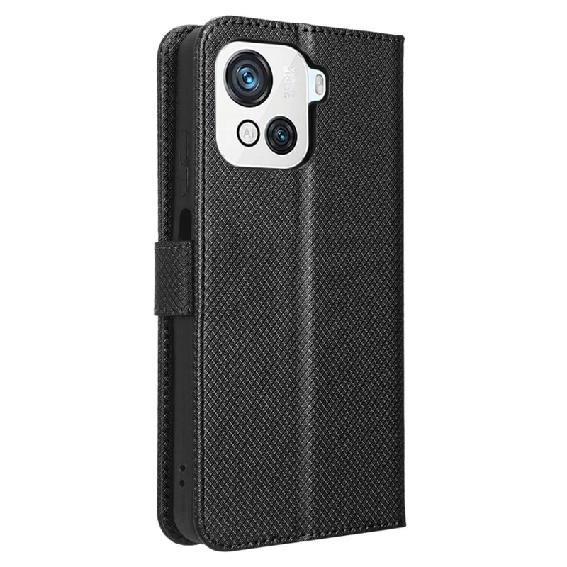For Blackview Oscal C80 4G PU Leather Diamond Texture Case Magnetic Clasp Anti-drop Phone Cover with Stand Wallet - Black