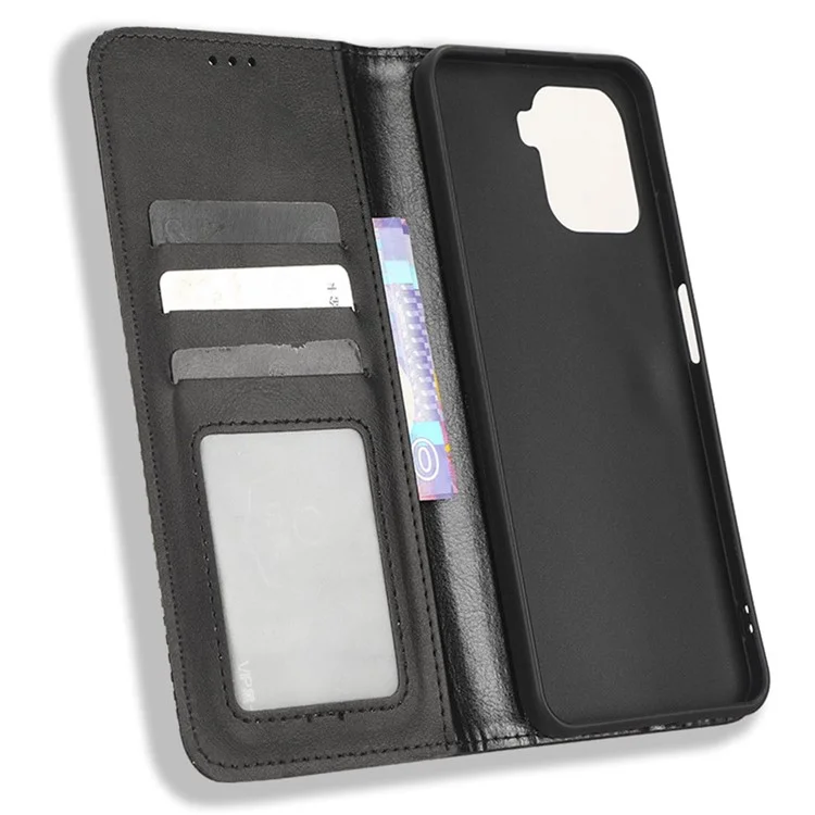 Pour Blackview Oscal C80 4G Motif Imprimé Portefeuille Étui de téléphone Texture rétro Cuir PU Support Magnétique Absorption Clapet - Noir