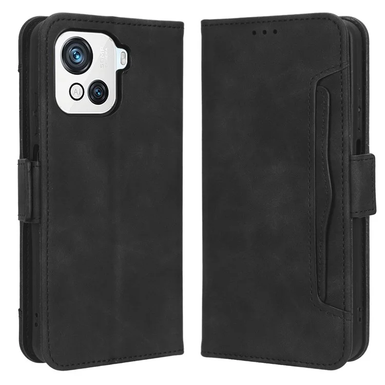 Pour Blackview Oscal C80 4G Étui Folio en Cuir PU, Fentes pour Cartes Multiples, Support, Double Fermoir Magnétique, Housse de Protection Antichoc - Noir