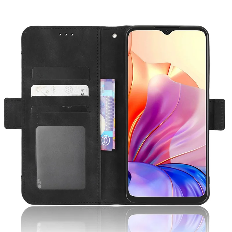 Pour Blackview Oscal C80 4G Étui Folio en Cuir PU, Fentes pour Cartes Multiples, Support, Double Fermoir Magnétique, Housse de Protection Antichoc - Noir