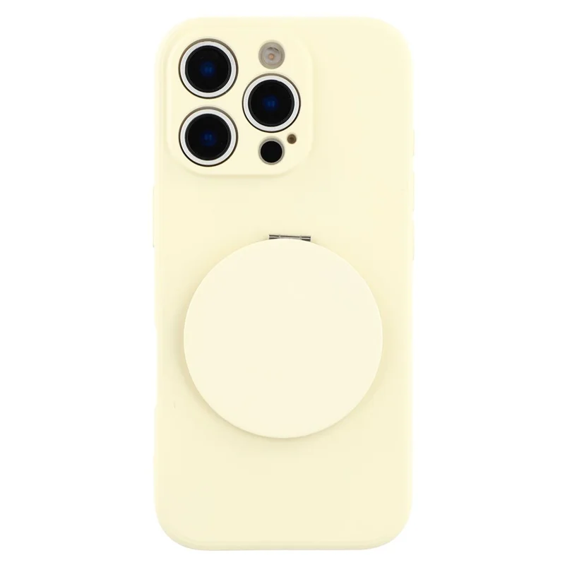Für iPhone 16 Pro Hülle mit geradem Rand Schutz TPU + PC Handyhülle mit Spiegel-Ständer - Weiß