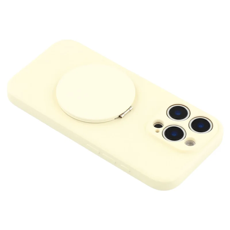 Für iPhone 16 Pro Hülle mit geradem Rand Schutz TPU + PC Handyhülle mit Spiegel-Ständer - Weiß