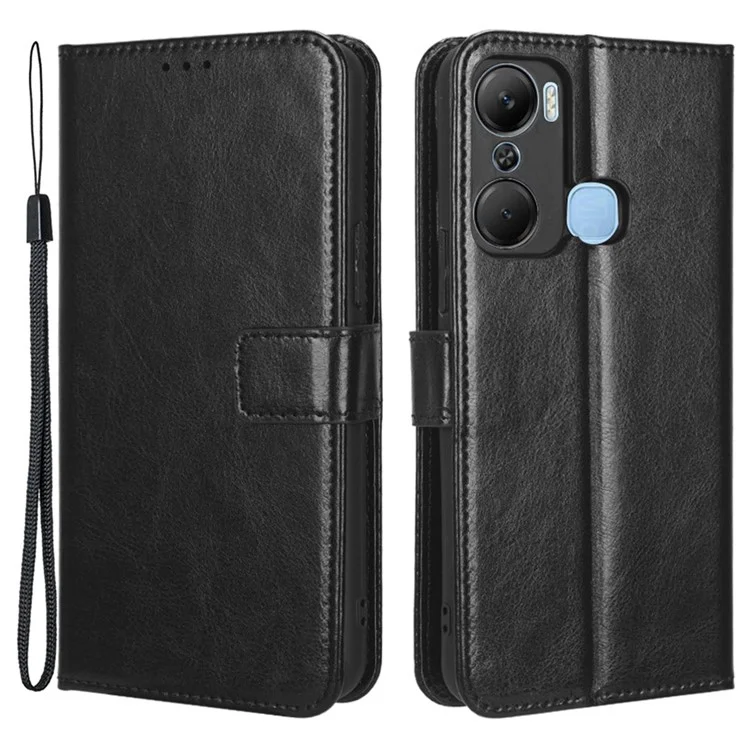 Для Infinix Hot 12 Pro 4G X668c Crazy Horse Texture Case Case Cueth Leather Funct - Черный