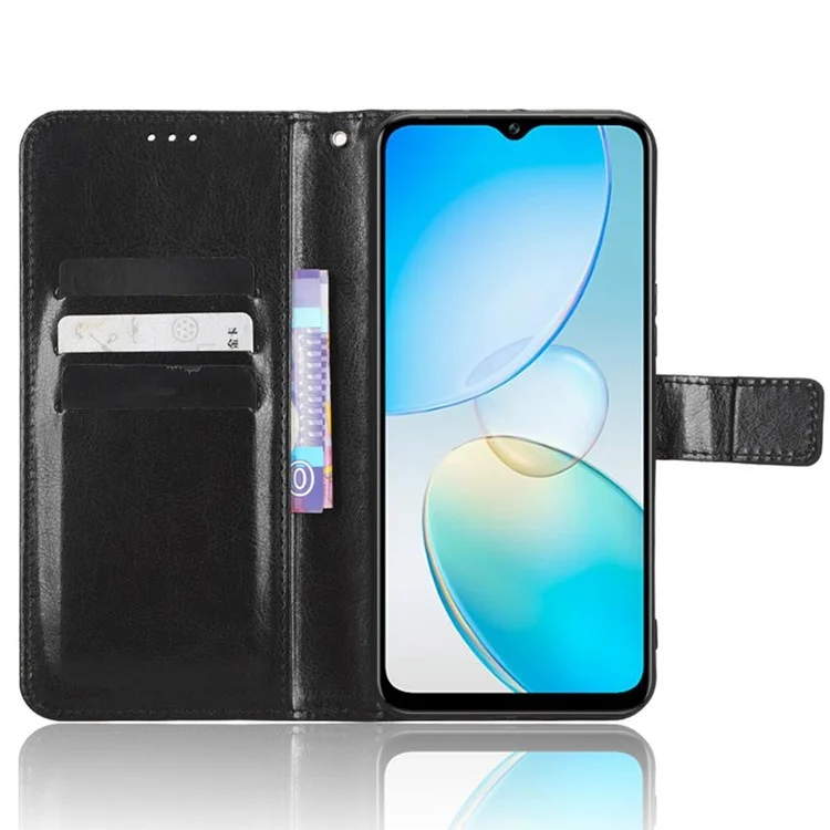 Для Infinix Hot 12 Pro 4G X668c Crazy Horse Texture Case Case Cueth Leather Funct - Черный