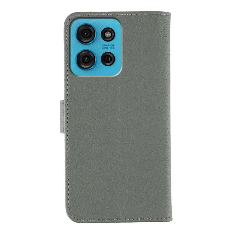Voor Motorola Moto G75 5G hoesje met veerprint van PU-leer met portemonnee - Grijs
