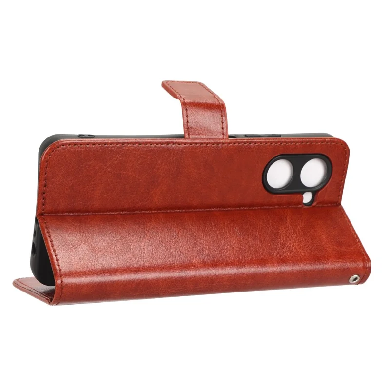 Per Realme C33 4G Crazy Horse Texture Case in Pelle PU Stand Magnetic Flip Design Design Portafoglio Protettivo Con Cinturino - Marrone